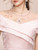 Pink Scop Neck Print Beading Mother of the Bride Dress