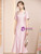 Pink Satin V-neck Short Sleeve Mother of the Bride Dress