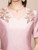 Pink Satin V-neck Short Sleeve Mother of the Bride Dress
