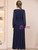 Navy Blue Chiffon Pleats Mother of the Bride Dress