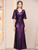 Purple Sequins Scoop Neck Mother of the Bride Dress