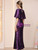Purple Sequins Scoop Neck Mother of the Bride Dress