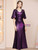 Purple Sequins Scoop Neck Mother of the Bride Dress