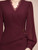 Burgundy V-neck Long Sleeve Mother of the Bride Dress