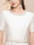 Beige White Satin Short Sleeve Mother of the Bride Dress