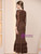 Brown Long Sleeve V-neck Lace Mother of the Bride Dress