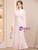 Pink Lace Long Sleeve Beading Mother of the Bride Dress