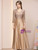 Champagne Sequins V-neck Mother of the Bride Dress