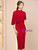 Red High Neck Beading Mother of the Bride Dress