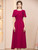 Fuchsia Scoop Neck Mother Of The Bride Dress