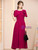 Fuchsia Scoop Neck Mother Of The Bride Dress