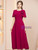 Fuchsia Scoop Neck Mother Of The Bride Dress