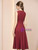 Burgundy Scoop Neck Appliques Pearls Mother Of The Bride Dress
