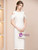 Beige White Flower Mother Of The Bride Dress
