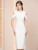 Beige White Flower Mother Of The Bride Dress