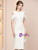 Beige White Flower Mother Of The Bride Dress