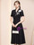 Blakc V-neck Short Sleeve Beading Mother of the Bride Dress