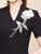 Blakc V-neck Short Sleeve Beading Mother of the Bride Dress