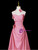 Pink Off the Shoulder Pleats Prom Dress