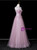 Pink Tulle Strapless Beading Prom Dress