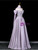 Purple Off the Shoulder Beading Prom Dress