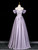 Purple Off the Shoulder Beading Prom Dress