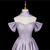 Purple Off the Shoulder Beading Prom Dress