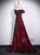 Burgundy Off the Shoulder Pleats Prom Dress