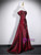 Burgundy Off the Shoulder Pleats Prom Dress