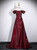 Burgundy Off the Shoulder Pleats Prom Dress