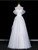 White Tulle Strapless Pleats Wedding Dress