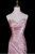 Pink Mermaid Off the Shoulder Pleats Prom Dress