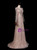 Champagne Sequins Long Sleeve Beading Prom Dress