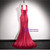 Burgundy Mermaid Satin Pleats Prom Dress