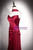 Burgundy Mermaid Satin Pleats Prom Dress