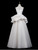 Beige White Tulle V-neck Wedding Dress