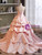 Pink Satin Strapless Pearls Prom Dress