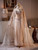 Champagne Mermaid Sequins Strapless Beading Prom Dress