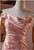 Pink Print Strapless Pleats Prom Dress