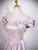 Pink Satin Print Bow Prom Dress