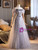 Gray Tulle Sequins Beading Flower Prom Dress