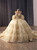 Light Yellow Sequins Puff Sleeve Prom Dress