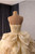 Light Yellow Sequins Puff Sleeve Prom Dress