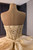 Light Yellow Sequins Puff Sleeve Prom Dress