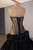 Gradient Black Tulle Long Sleeve Flower Prom Dress