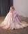 Pink Long Sleeve Satin Appliques Prom Dress