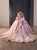 Pink Long Sleeve Satin Appliques Prom Dress