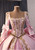 Pink Long Sleeve Satin Appliques Prom Dress