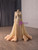 Champagne Gold Sequins Long Sleeve Prom Dress