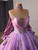 Purple Tulle Appliques Strapless Prom Dress